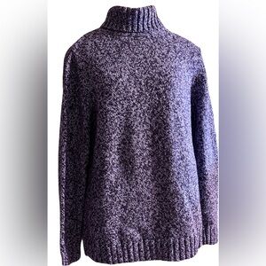 Land’s End Women’s Large Turtleneck Sweater Purple Lavender Marled Heavy Weight